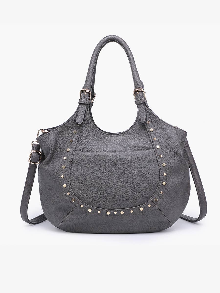 Kay Studded Hobo Bag – Crossbody Strap | M2679 : Charcoal