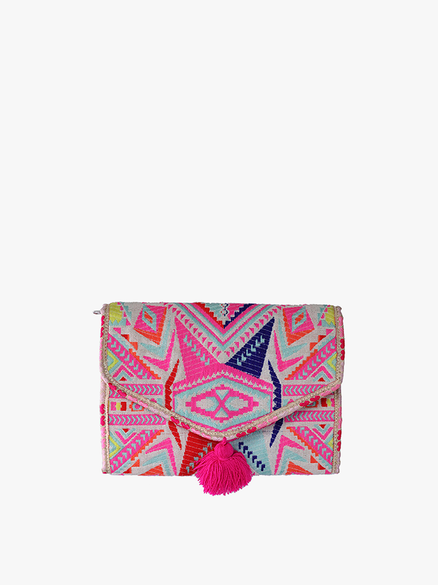 Katleya Cotton Jewelry Case –Patterned Travel Pouch | CS2307: Pink-Multi