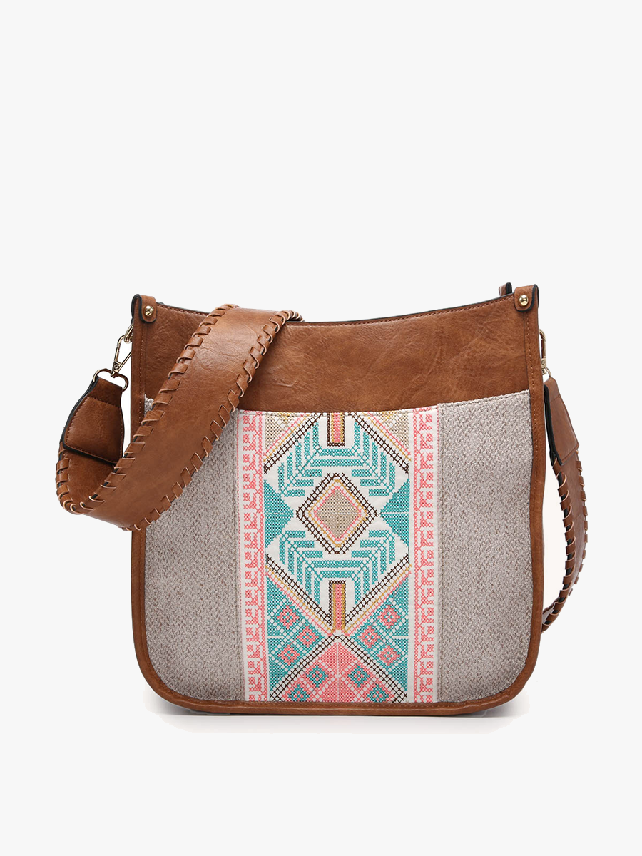 Chloe Tribal Crossbody w/ Guitar Strap | M1977TRB : Brown/Mint