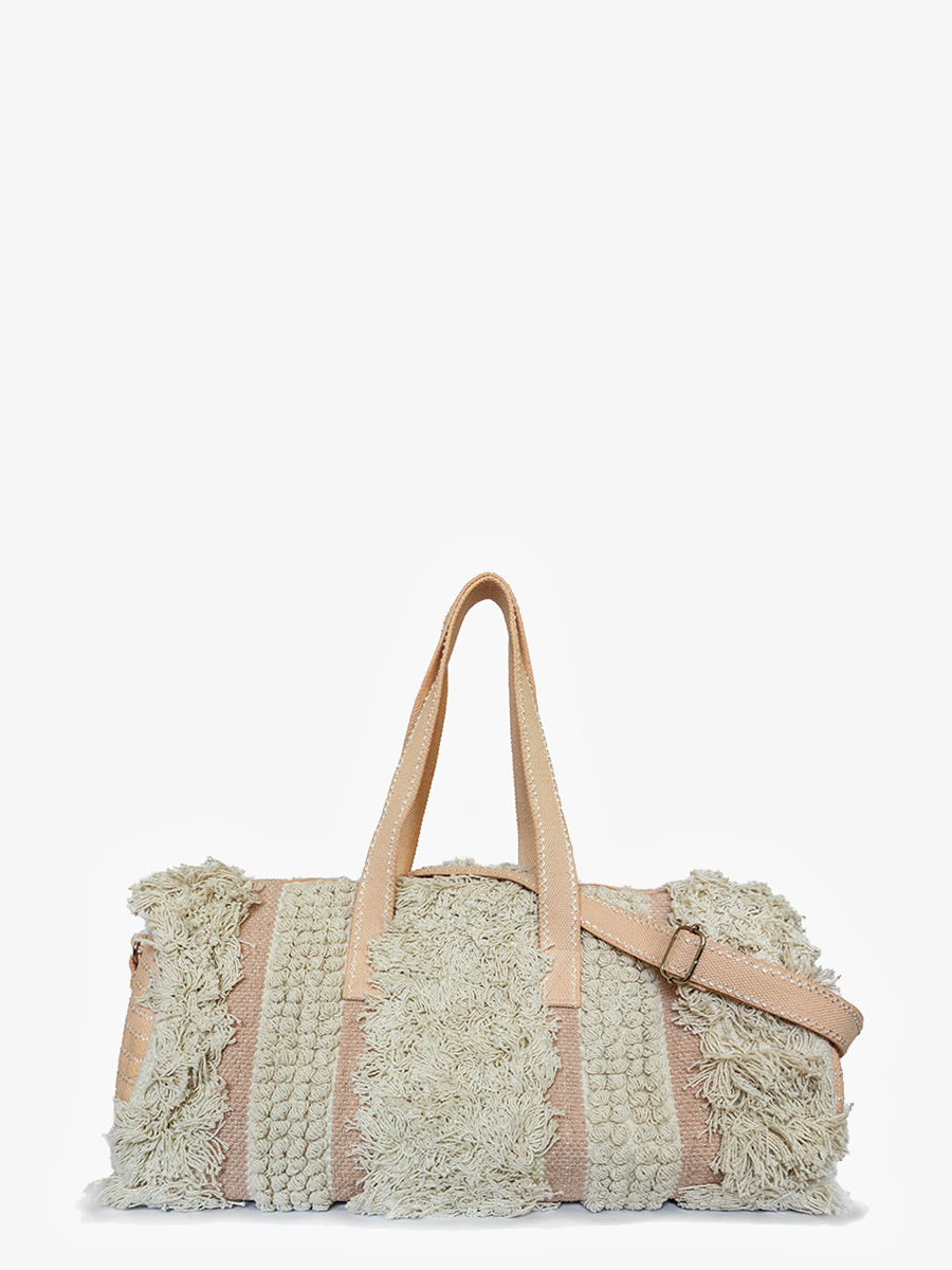 Whitley Fringe Cotton Weekender w/ Contrast | M2304 : White