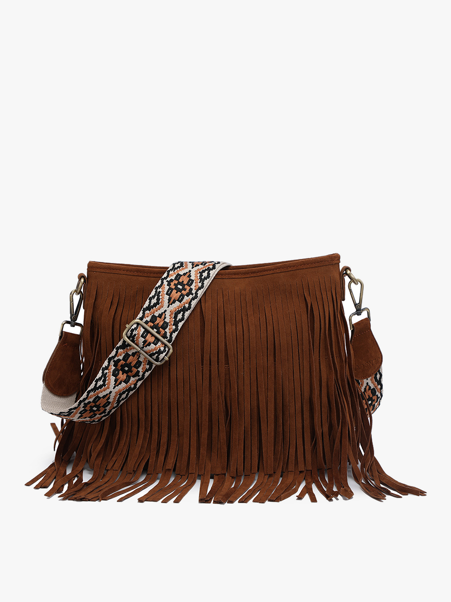 Sadie Suede Fringe Crossbody w/ Guitar Strap | M2045 : Brick