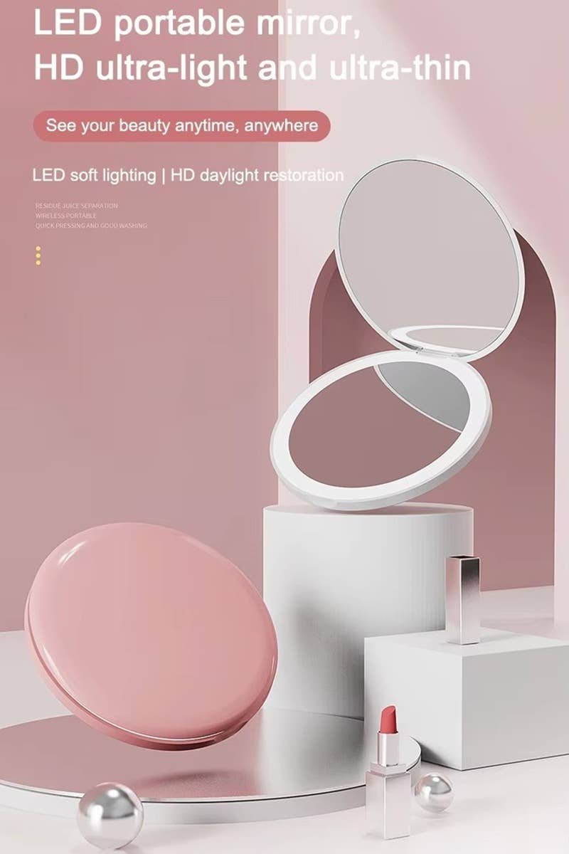 LED Double Sided Hand Mirror SI-29685 Zenana Consgt.: PINK-197057 / OS