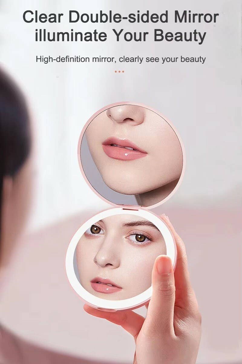 LED Double Sided Hand Mirror SI-29685 Zenana Consgt.: PINK-197057 / OS