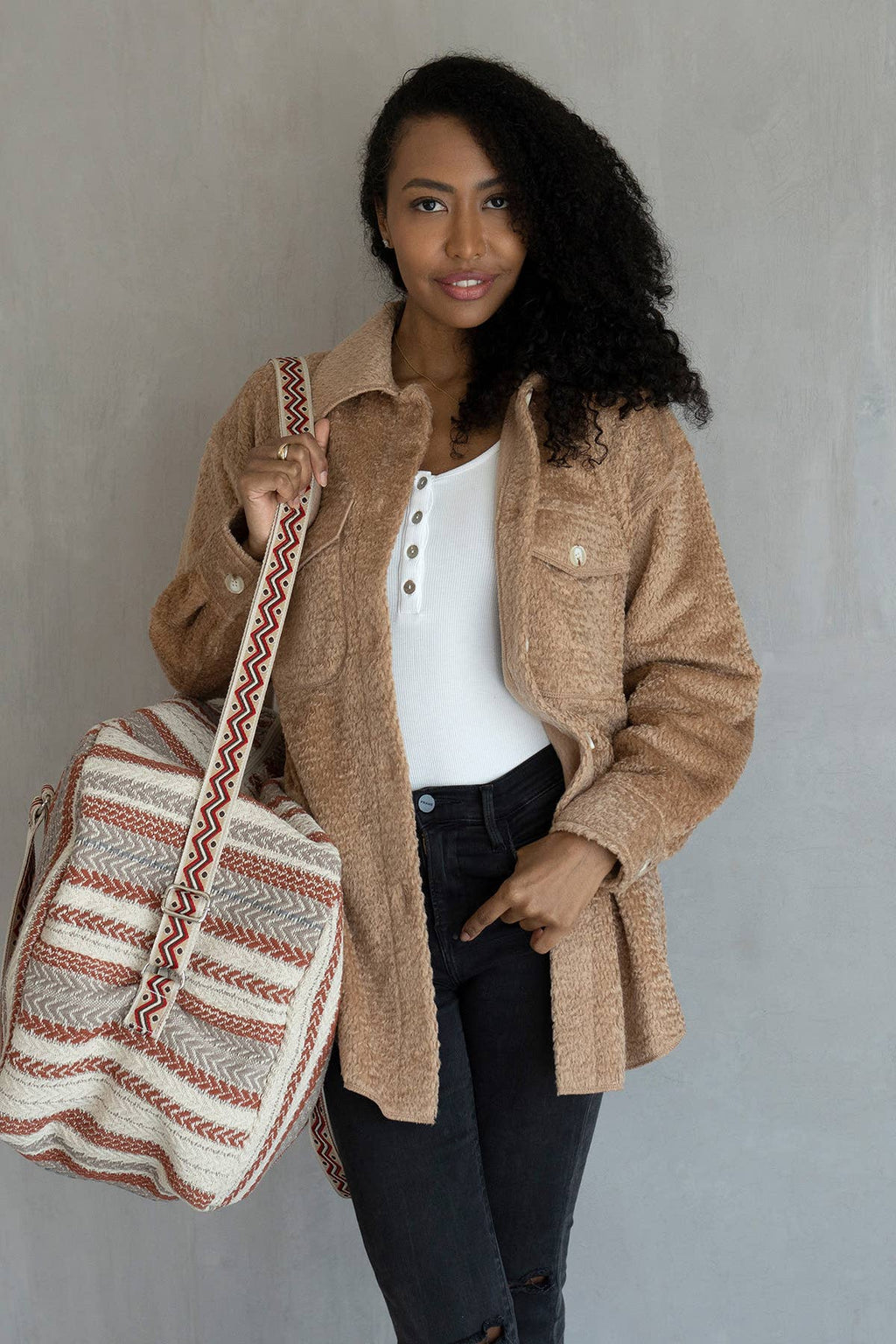 Lyric Knit Textured Jacket w/ Faux Pockets | JKT2206 : Mocha / 2XL/3XL