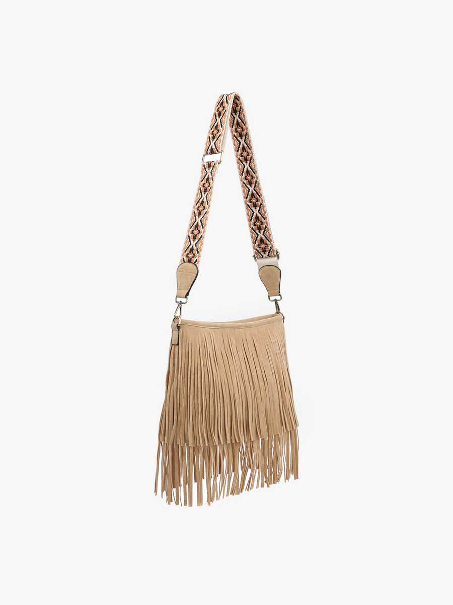 Sadie Suede Fringe Crossbody w/ Guitar Strap | M2045 : Brick