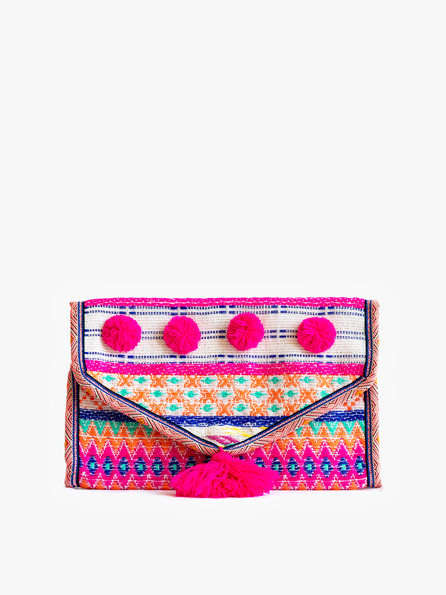 Katleya Cotton Jewelry Case –Patterned Travel Pouch | CS2307: Pink-Multi