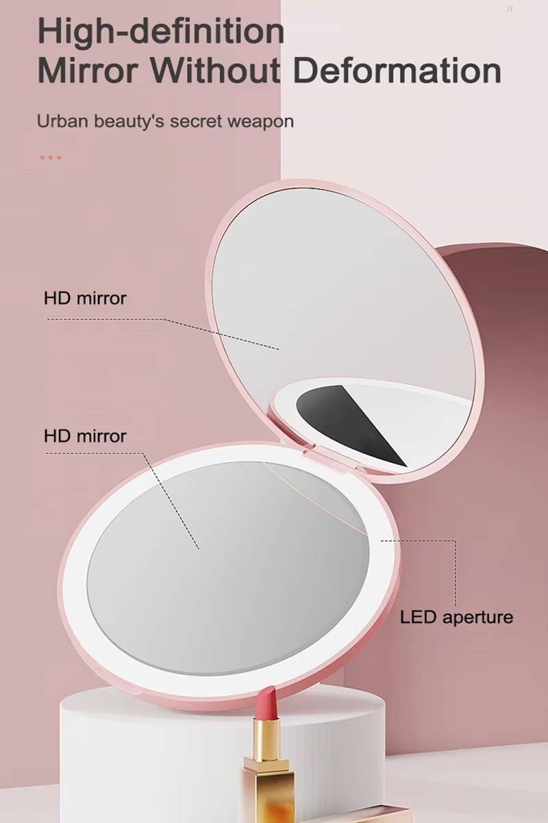 LED Double Sided Hand Mirror SI-29685 Zenana Consgt.: PINK-197057 / OS