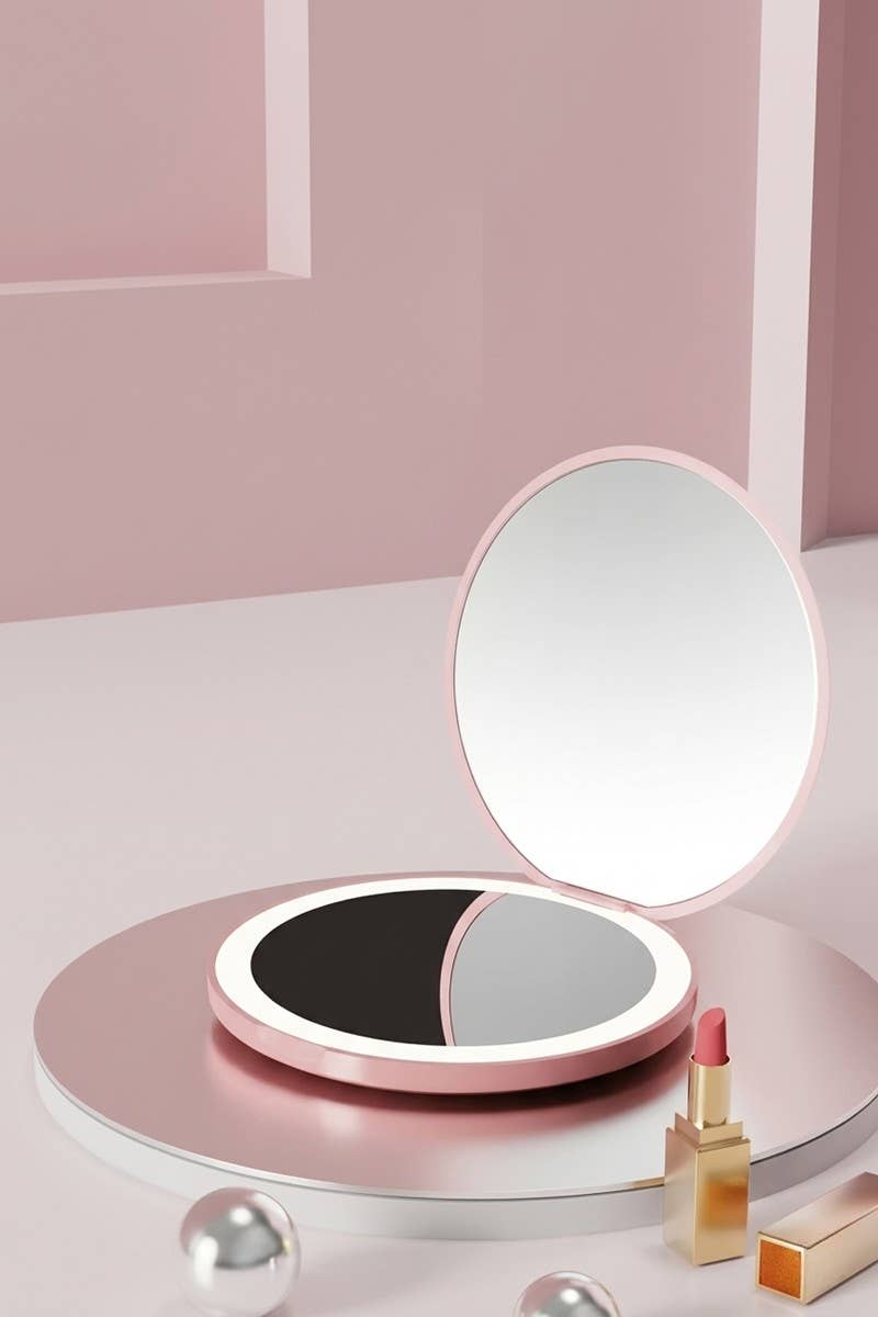 LED Double Sided Hand Mirror SI-29685 Zenana Consgt.: PINK-197057 / OS