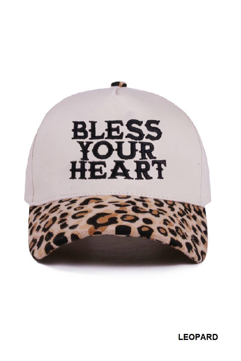 0101 Bless Your Heart Two Tone Canvas Cotton Cap SI-28920 Zenana Consgt.: LEOPARD-190217 / OS