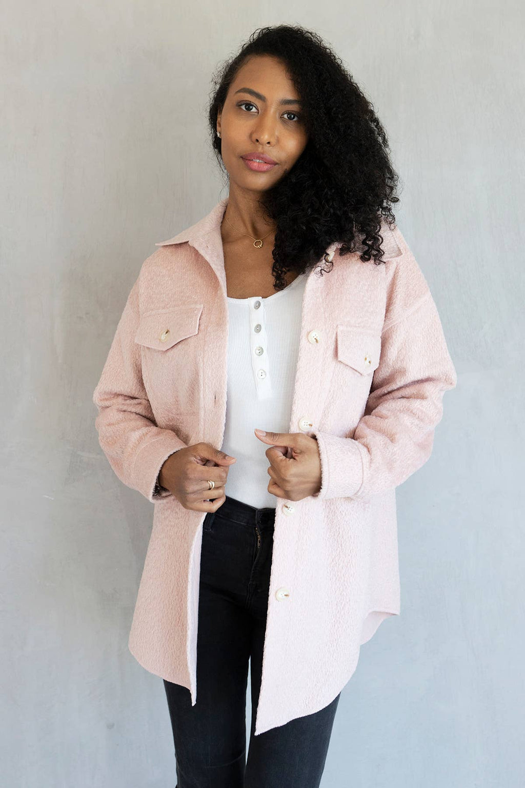 Lyric Knit Textured Jacket w/ Faux Pockets | JKT2206 : Mocha / 2XL/3XL
